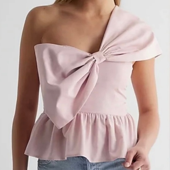 Express Bow Peplum Blouse Top NWT XL - Picture 2 of 5